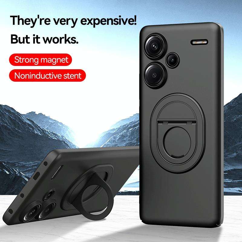 For Xiaomi Redmi Note 13 Pro+ Magsafe Hidden Fold Holder Full Coverage Shockproof Phone Case(Grey)