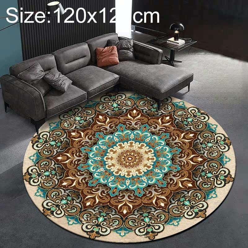 Ethnic Carpet Camel Mandala Flower Carpet Non-slip Floor Mat, Size:Diameter 120cm(Gray)