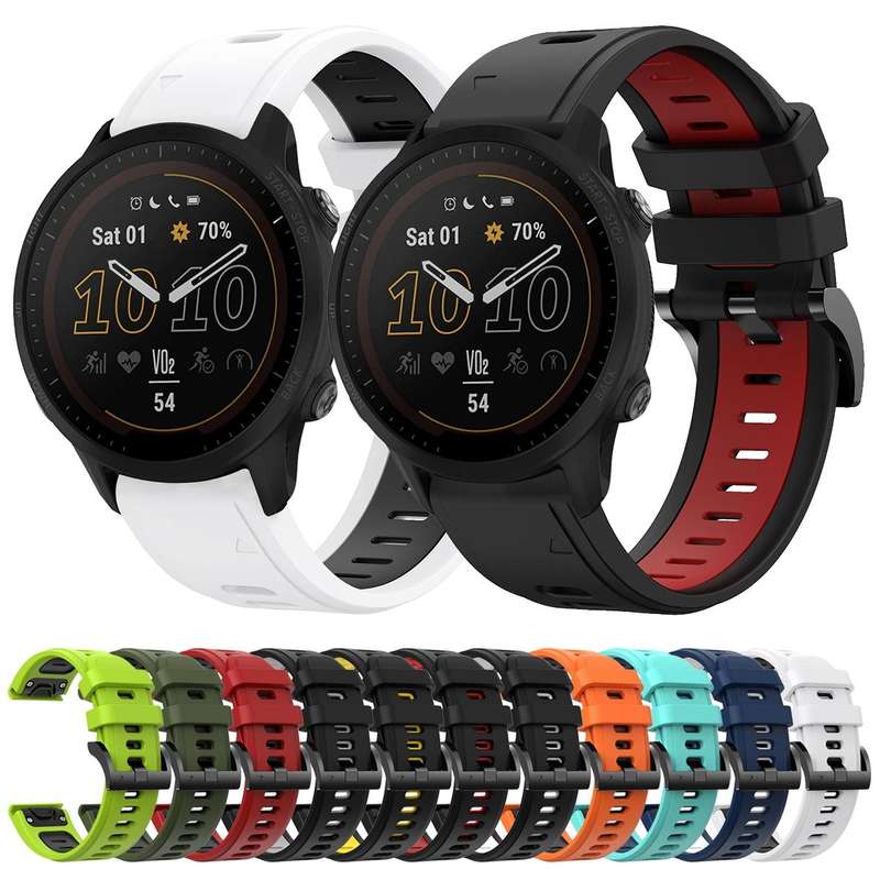 For Garmin Forerunner 955 22mm Two-Color Sports Silicone Watch Band(Orange+Black)