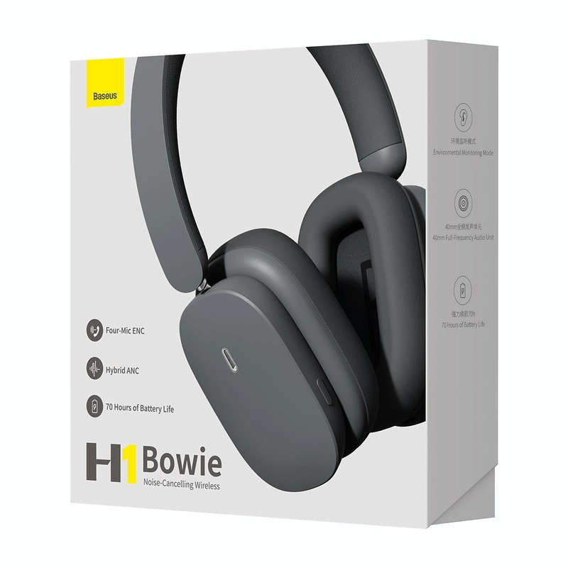 Baseus Bowie Series H1 Noise Cancelling Bluetooth Headphones(Grey)