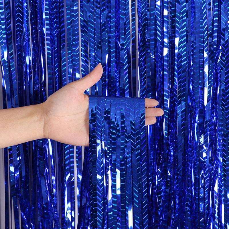 2 PCS Laser Rain Curtain Birthday Party Background Wall Decoration, Color: 2M Blue