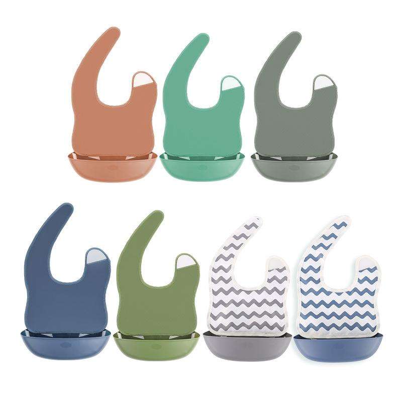 Baby Easy Clean Eating Bib Stereo Waterproof Ultra-light Rice Pocket(Ganquity)