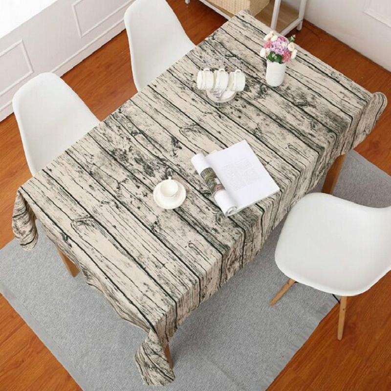 Imitation Bark Cotton Linen Tablecloth, Size:120x120cm(Wood Grain)
