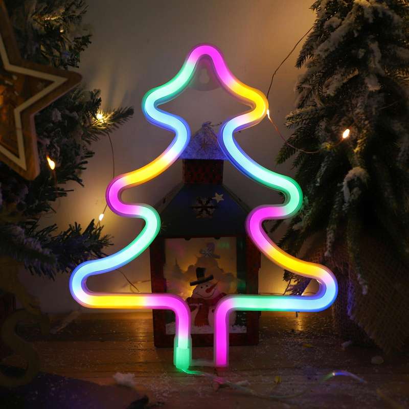 Christmas Decoration Neon Lights Wall-Mounted Ornaments, Spec: Tree-Colorful Light