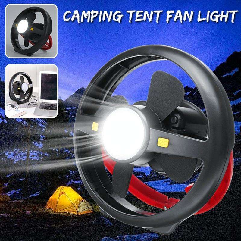Outdoor Tent USB Hook Light LED Camping Fan Light(Black)