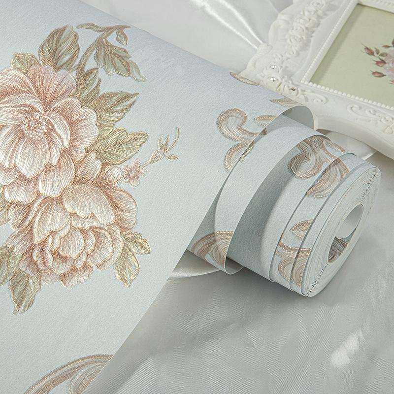 0.53 x 3m 3D Pastoral Style Wallpaper Bedroom Living Room Non-Woven Fabric Self-Adhesive Wall Sti...