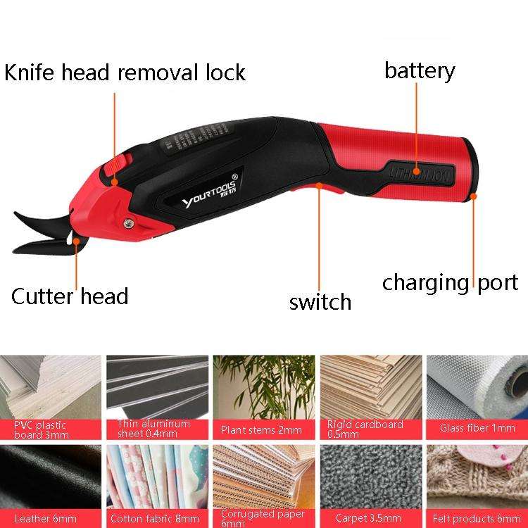 YOURTOOLS Y4005 12W Tungsten Steel Electric Scissors Clothing Leather Carpet Trimming Scissors, E...