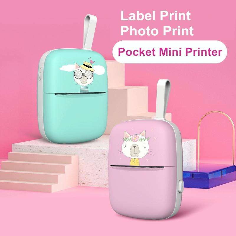 Portable Mini Thermal Printer Bluetooth Mobile Phone Photo Pocket Printer(English Version (Pink))