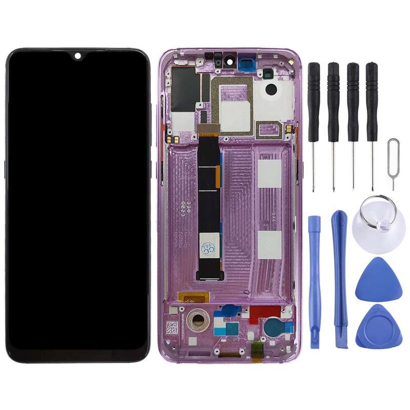 OLED LCD Screen for Xiaomi Mi 9 Digitizer Full Assembly with Frame(Pink)