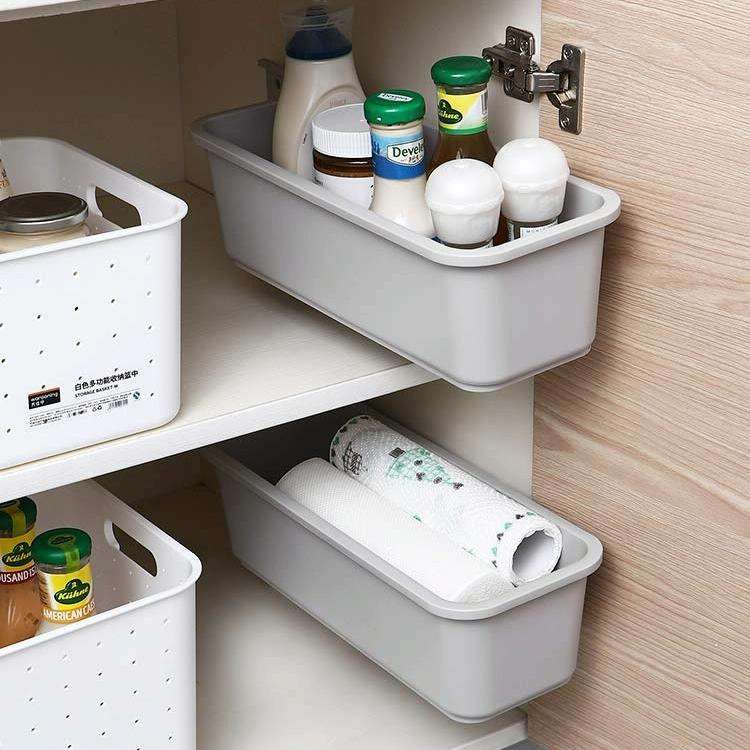 Wall-mounted Drawer Type Kitchen Spice Rack Perforation-free Household Cabinets & Kitchenware Sto...