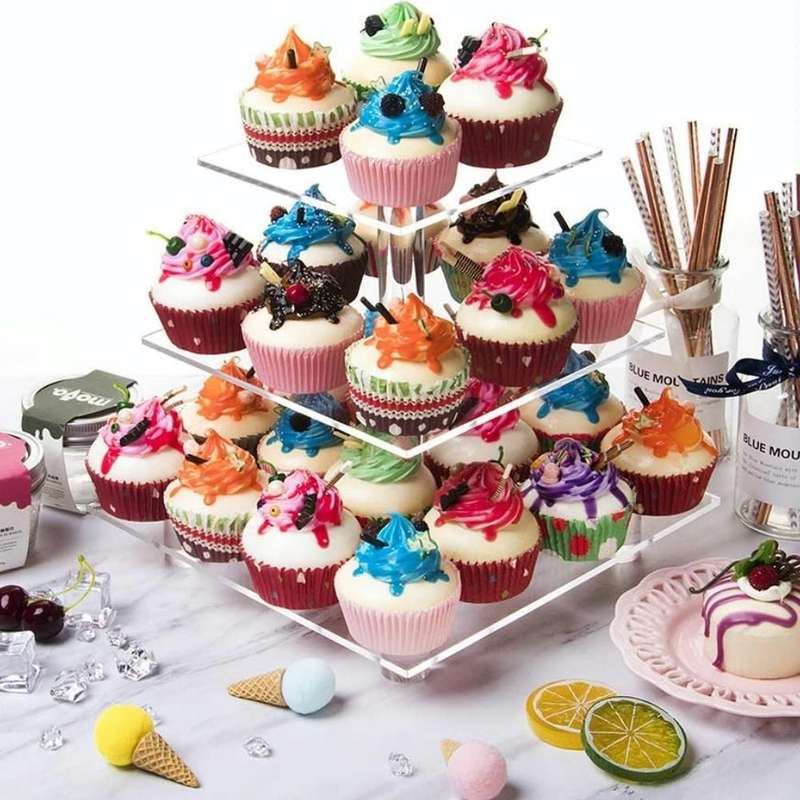 YX063 3 Tier Acrylic Square Cupcake Stand