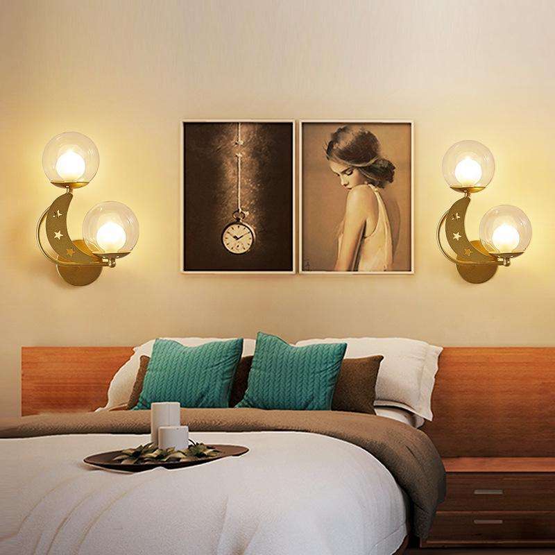 Bedroom Bedside Wall Lamp Indoor Background Wall Lamp Tri-color Light(6082 Black Right)