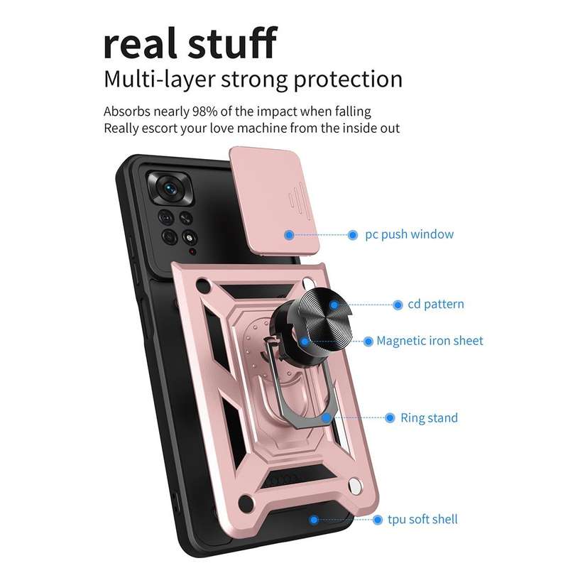 For Xiaomi Redmi Note 11 Pro (Global) Sliding Camera Cover TPU+PC Phone Case(Silver)