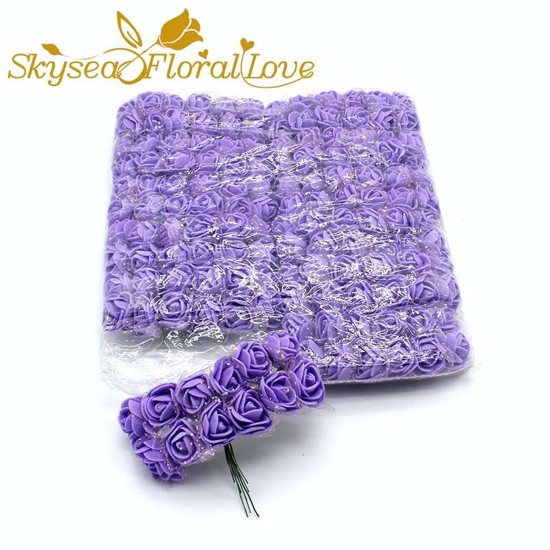 DIY Mini Foam Rose Artificial Flower Bouquet Multicolor Rose Wedding Flower Decoration Scrapbooki...