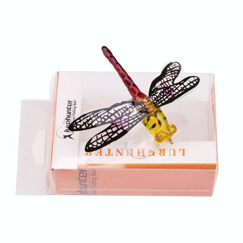 QT01 7cm / 6g Flying Fishing Bait Long Hook Bionic Dragonfly Bait(E (Red))