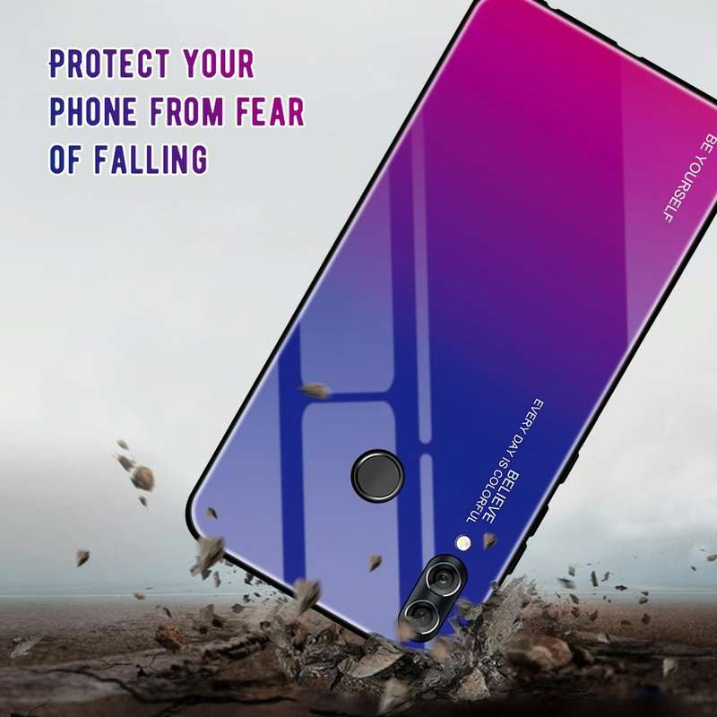 For Huawei Honor 10 Lite Gradient Color Glass Case(Red)