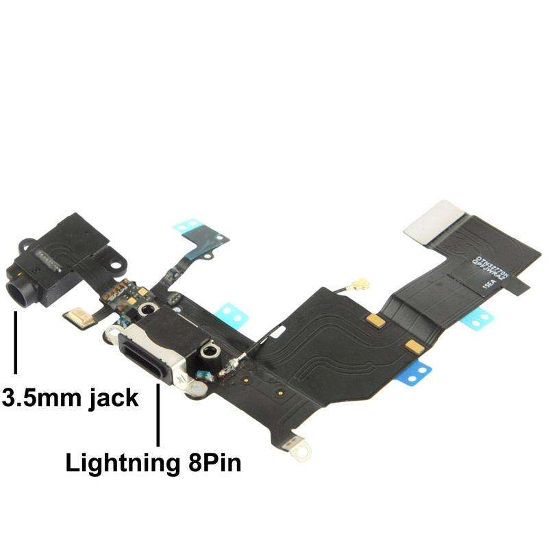 2 in 1 for iPhone 5C (Original Tail Connector Charger + Original Headphone Audio Jack Ribbon) Fle...
