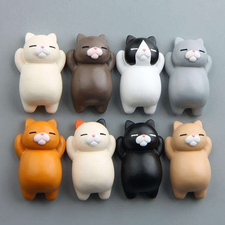 Cartoon Cat Fridge Magnet Resin Ornament Ornament Without Magnetic Sticker(Gray Cat)