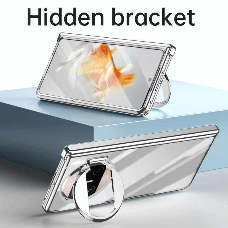 For Huawei Mate X3 Integrated Electroplating PC Folding Phone Case with Hinge(Black)