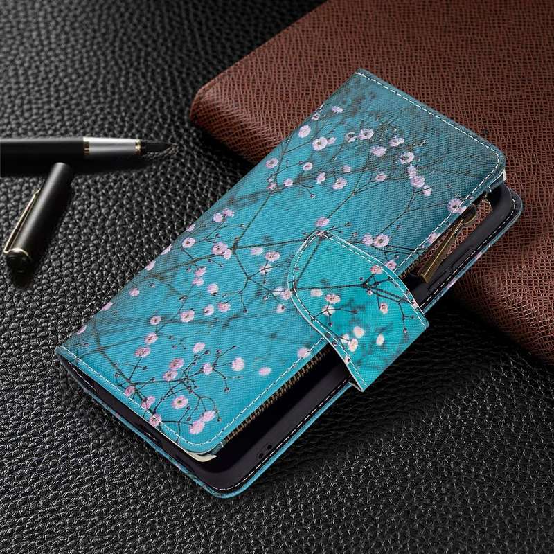 For Samsung Galaxy S21 FE Colored Drawing Pattern Zipper Horizontal Flip Leather Case with Holder...