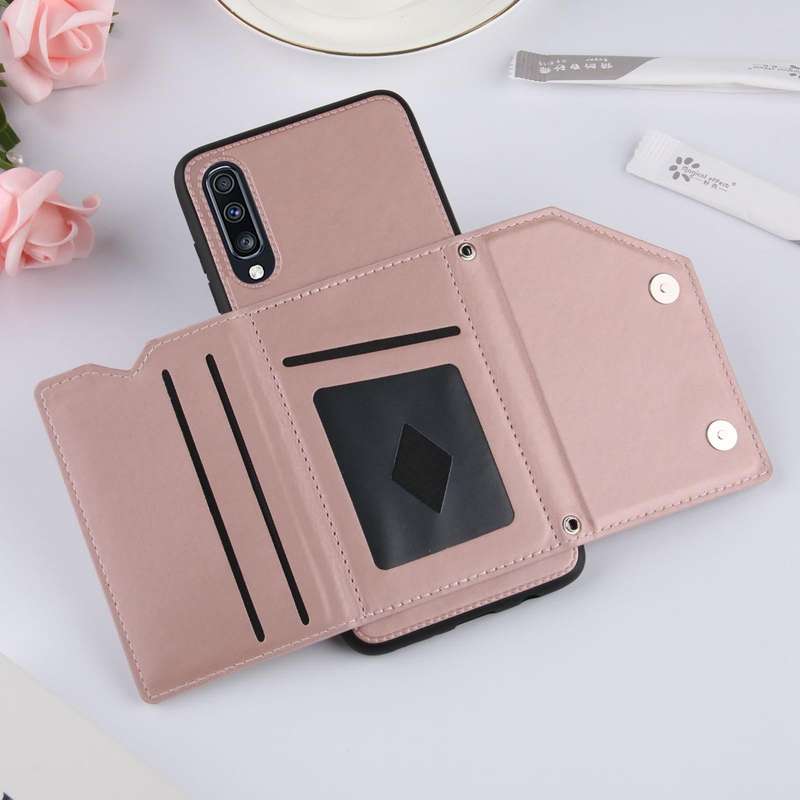 For Samsung Galaxy A70 & A70s Skin Feel PU + TPU + PC Back Cover Shockproof Case with Card Slots ...