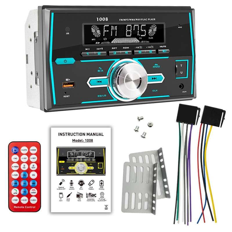7 Colors Lighting 2 Din Car Radio Bluetooth USB MP3 Player