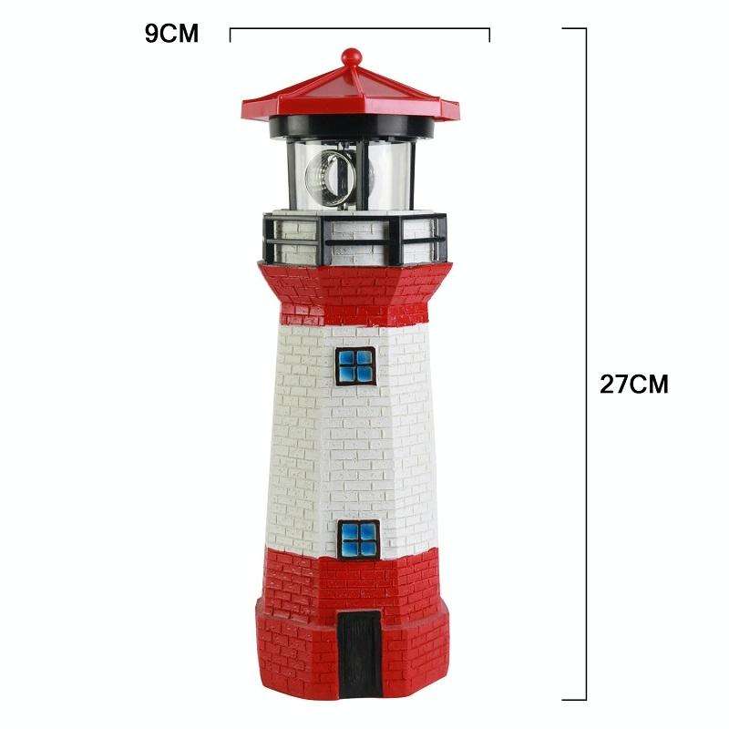 Outdoor Garden Decoration Solar Lighthouse Resin LED Revolving Light(Black White)