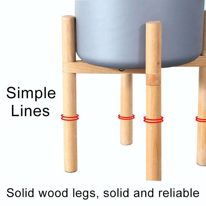 Flower Pot Set Solid Wood Flower Frame + PP Flower Pot(Grey)