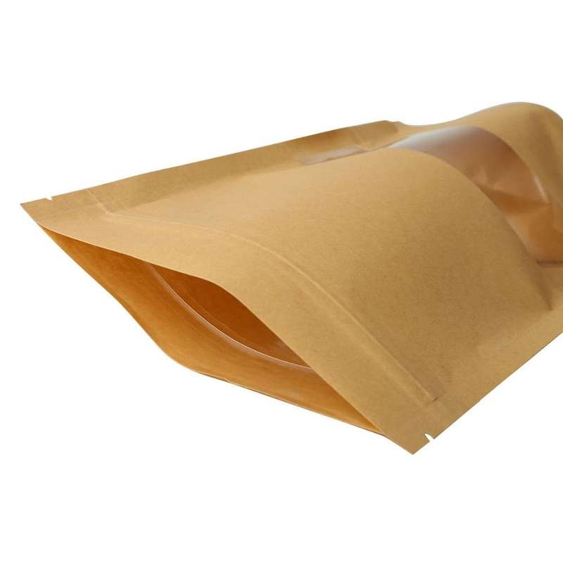50 PCS Zipper Self Sealing Kraft Paper Bag with Window Stand Up for Gifts/Food/Candy/Tea/Party/We...