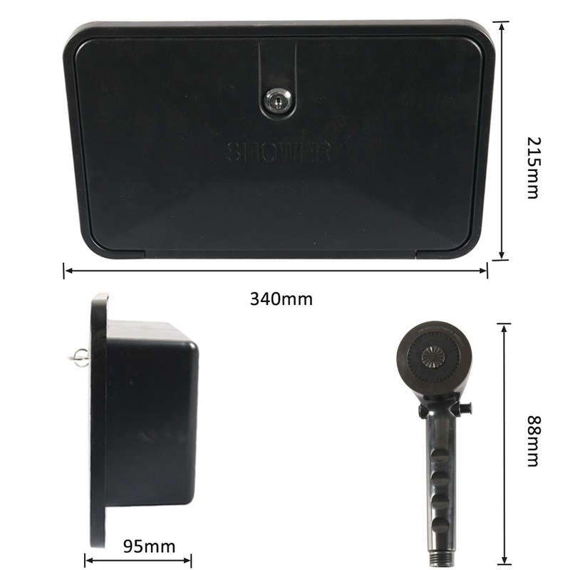 A6622-02 Black RV External Shower Box Head with Hose