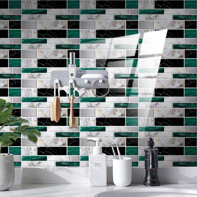 12 PCS 10 x 20cm Brick Pattern Crystal Film Glossy Tile Sticker Floor Sticker(Kit029)