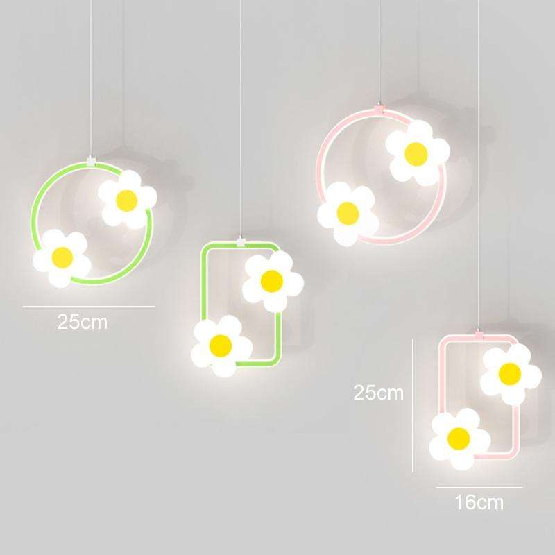 Children Room Bedside Warm Sunflower Chandelier, Color: Round Pink Warm Light