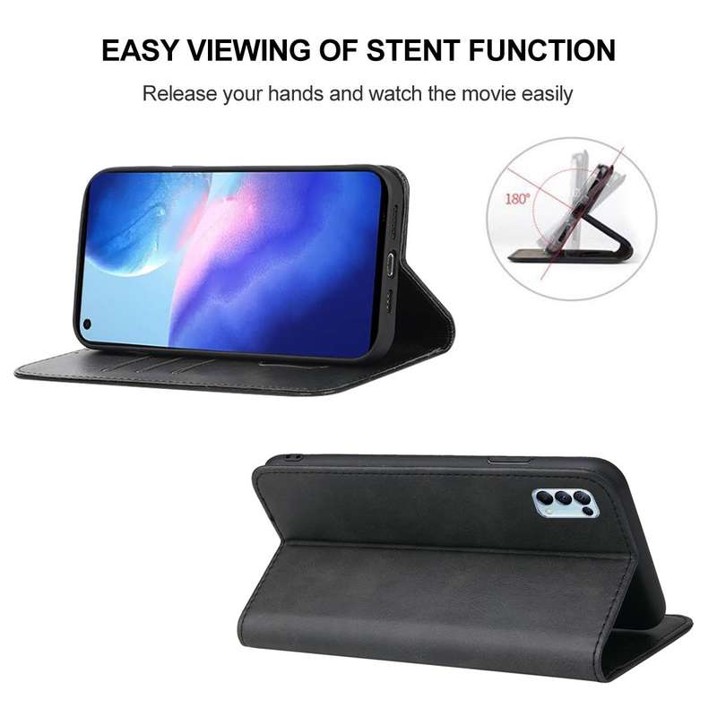For OPPO Reno5 5G Magnetic Closure Leather Phone Case(Black)