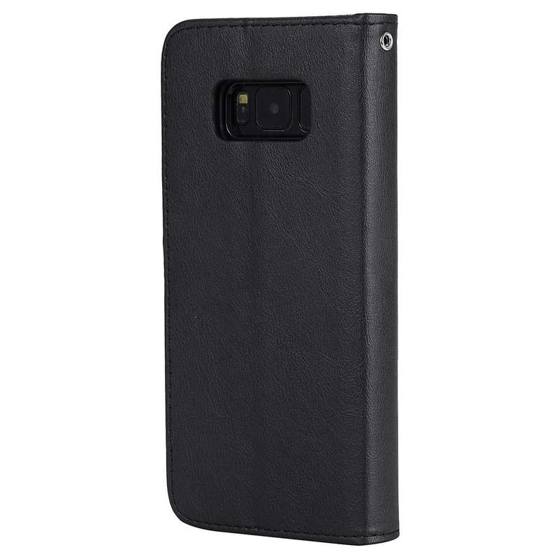 For Galaxy S8+ Solid Color Horizontal Flip Protective Case with Holder & Card Slots & Wallet & Ph...