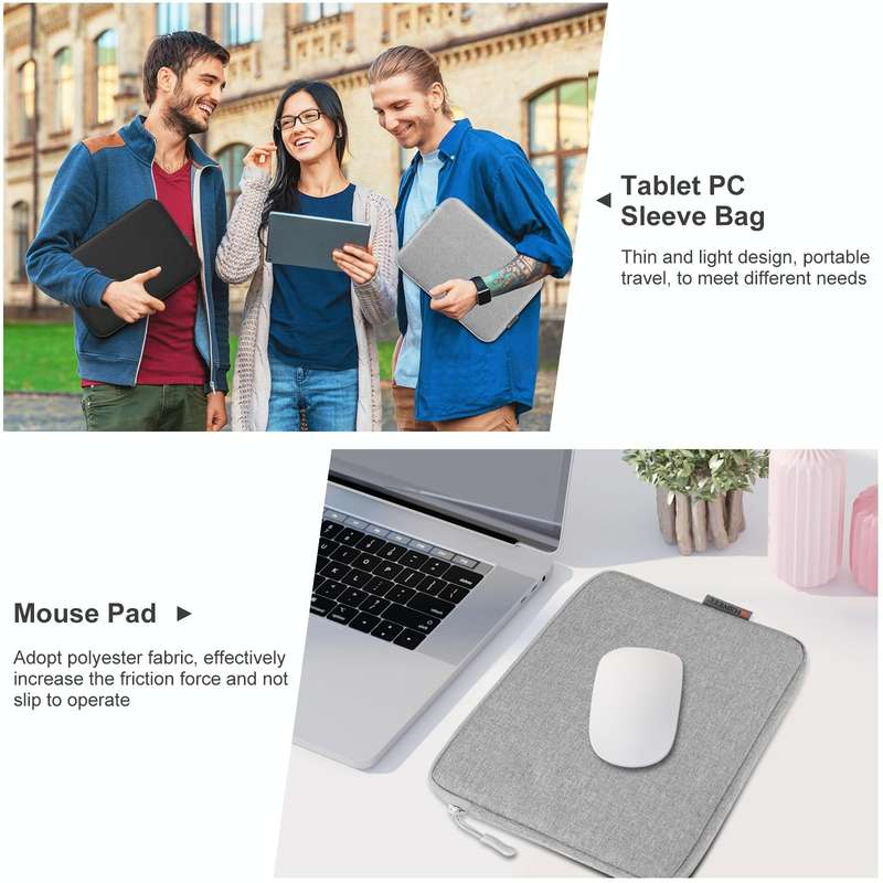 HAWEEL 11 inch Tablet Sleeve Case Zipper Briefcase Bag for 9.7-11.0 inch Tablets(Grey)