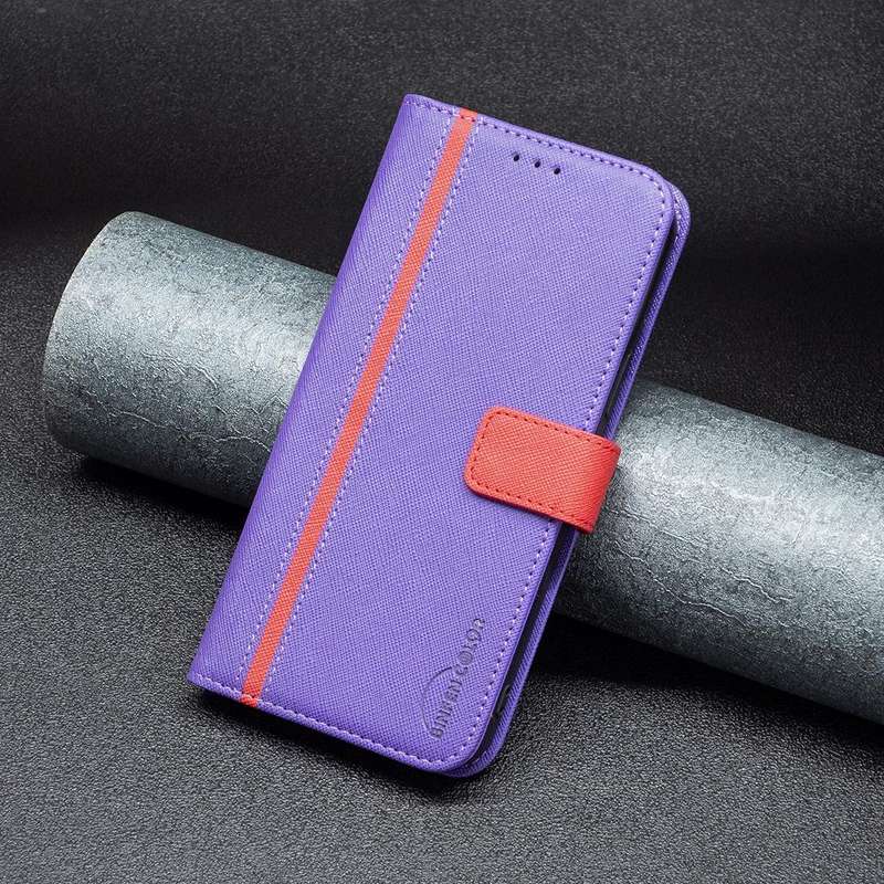 For Xiaomi 12 Lite Color Matching Cross Texture Leather Phone Case(Purple)