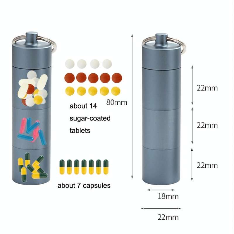 Outdoor First Aid Sealed Waterproof Pill Jar Aluminum Alloy Portable Emergency Pill Box(Black)