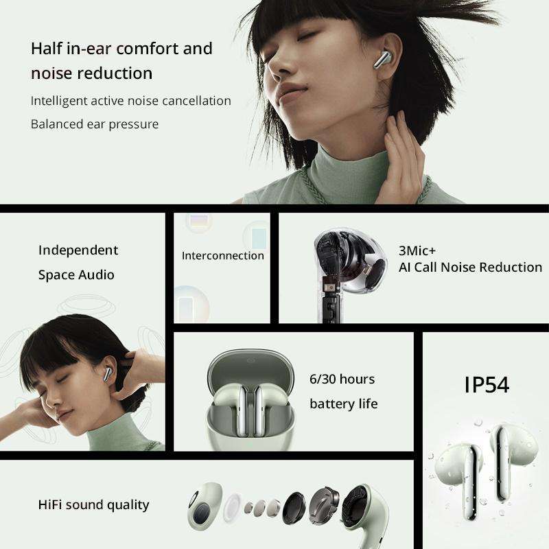 Original Xiaomi Buds 4 Wireless Bluetooth 5.3 3 Mic Active Noise Reduction Earphone(Green)