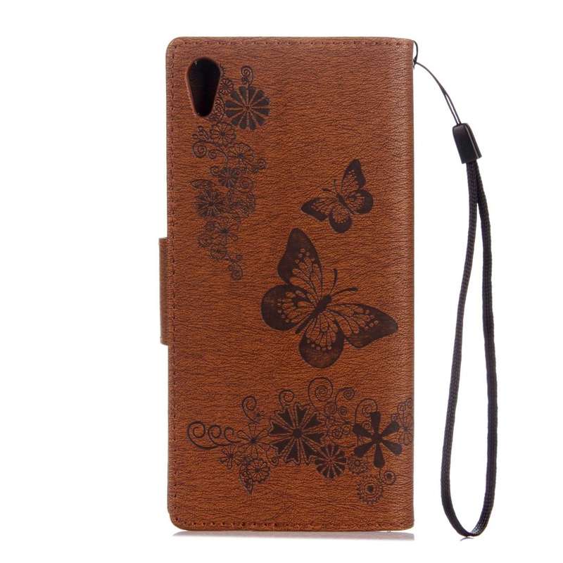 For Sony Xperia XA1 Pressed Flowers Butterfly Pattern Horizontal Flip Leather Case with Holder & ...