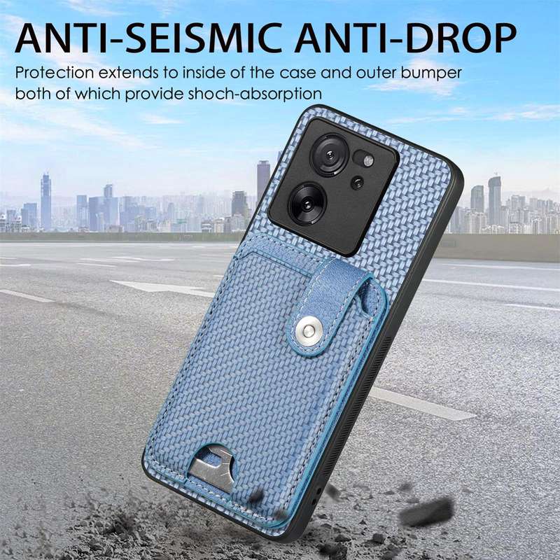 For Xiaomi 13T / 13T Pro Card Wallet Kickstand Back Phone Case with Tool Knife(Blue)