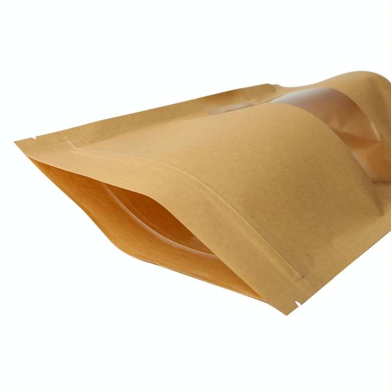50 PCS Zipper Self Sealing Kraft Paper Bag with Window Stand Up for Gifts/Food/Candy/Tea/Party/We...