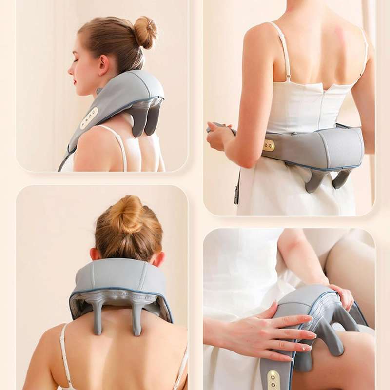 Electric Neck And Shoulder Massager Shiatsu Back Neck Massager With Heat(White)
