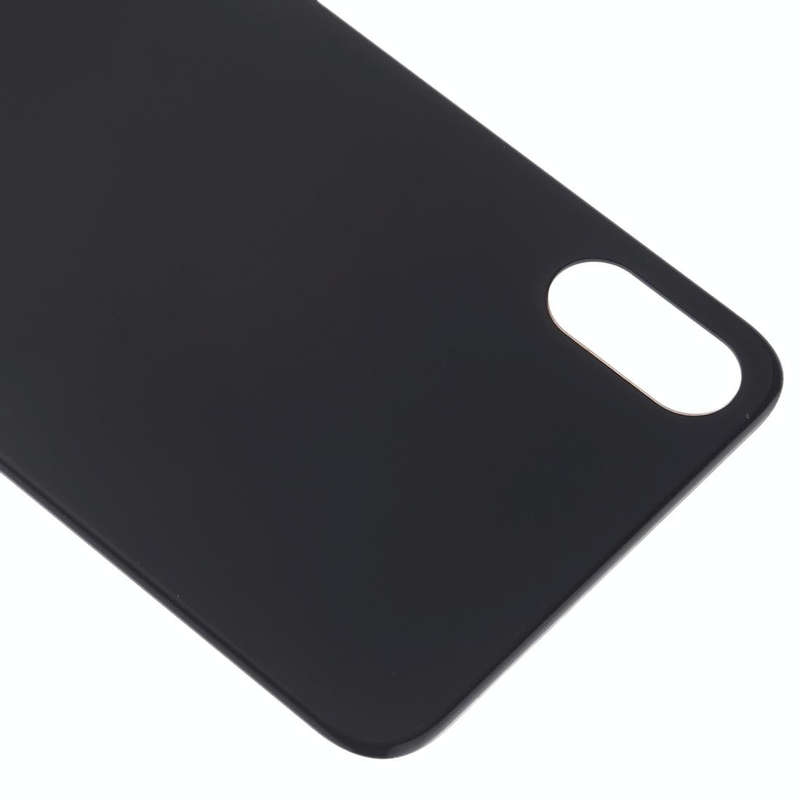 Easy Replacement Big Camera Hole Glass Back Battery Cover with Adhesive for iPhone X(Black)