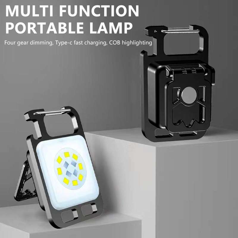 Key Chain Light Magnetic Suction Work Light Rechargeable Flashlight For Outdoor Camping(White)