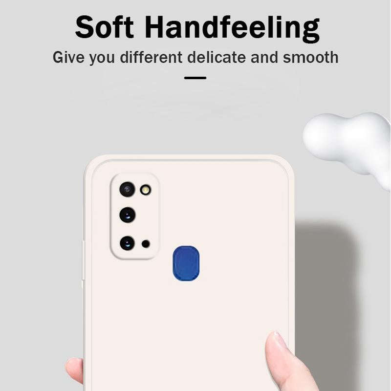 For Samsung Galaxy A21s Solid Color Imitation Liquid Silicone Straight Edge Dropproof Full Covera...