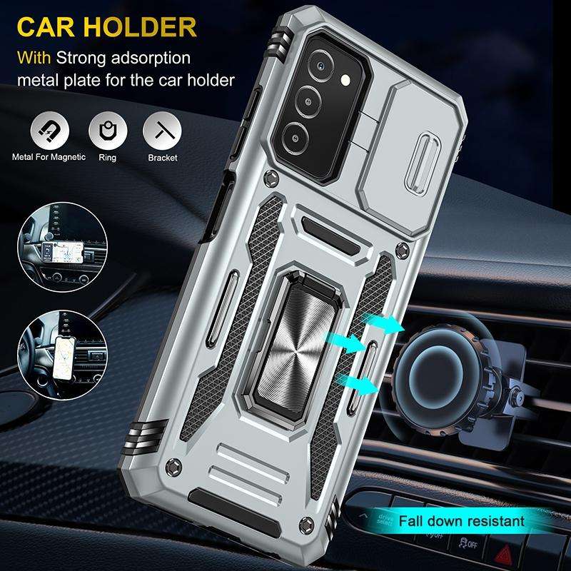 For Samsung Galaxy A03s Armor PC + TPU Camera Shield Phone Case(Grey)