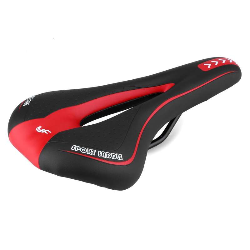 YAFEE YF-1018 Mountain Bike Saddle Bicycle Riding Saddle Bicycle Saddle(White Red)