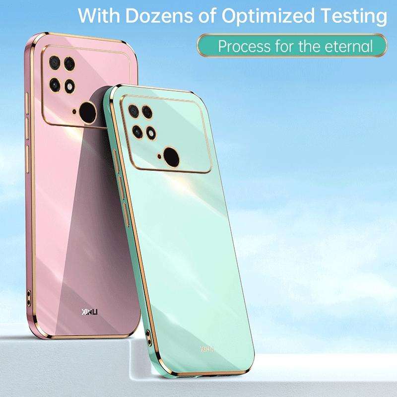 For Xiaomi Poco C40 XINLI Straight Edge 6D Electroplate TPU Phone Case(Cherry Purple)