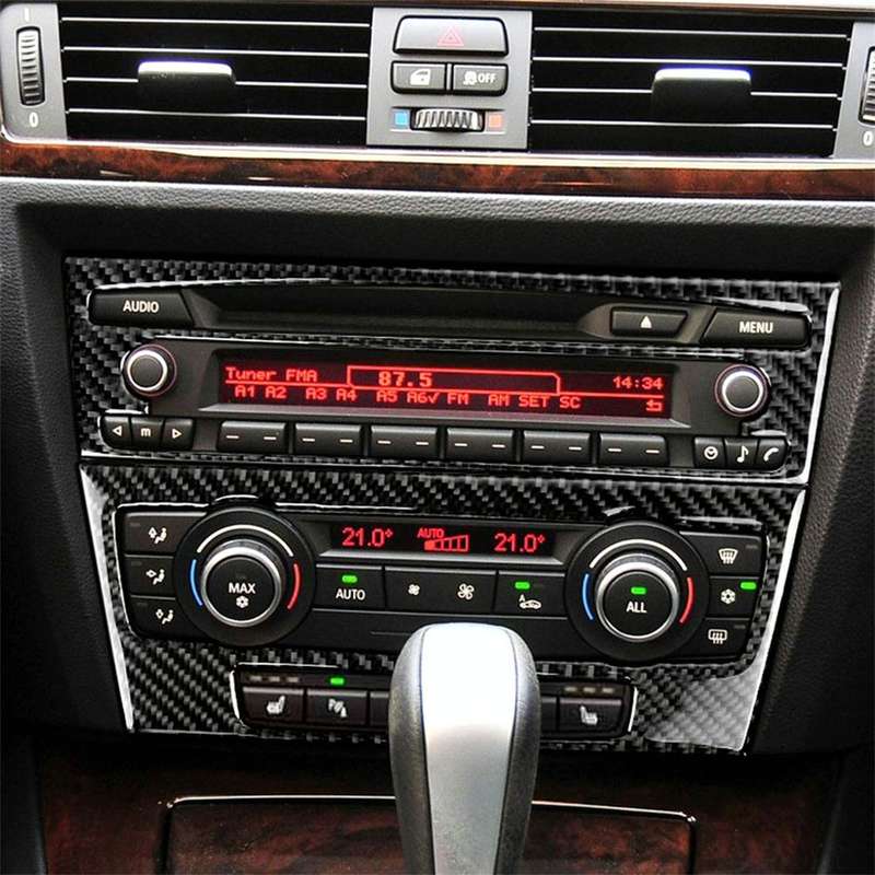 Carbon Fiber Car Central Control CD Panel Decorative Sticker for BMW E90 / E92 2005-2012, Non Nav...