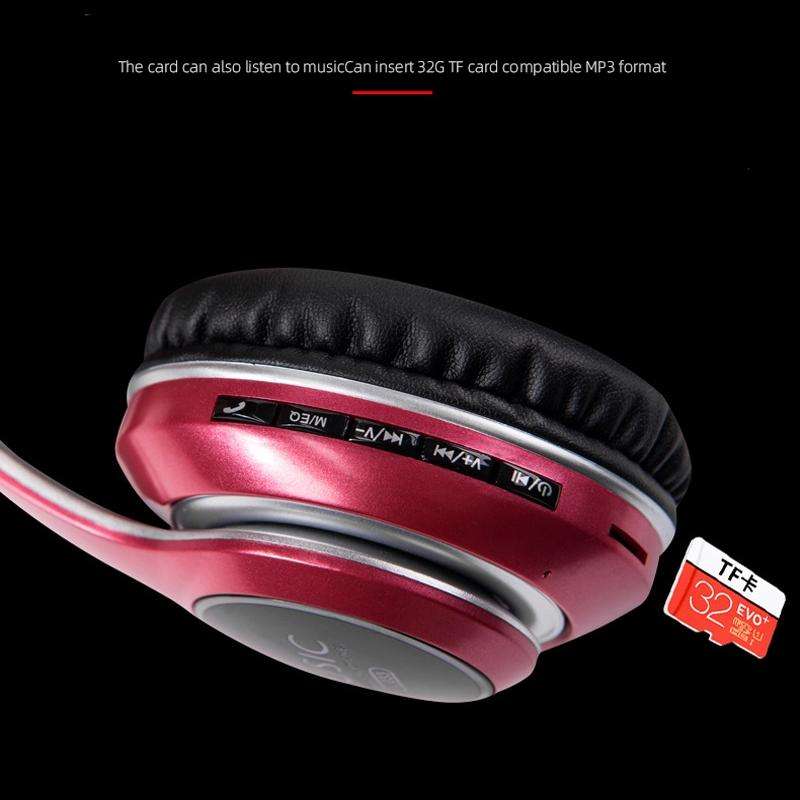 VJ033 Multi-function Upgrade Bluetooth 5.0 Headset Stereo Wireless LED Microphone FM Radio Headse...